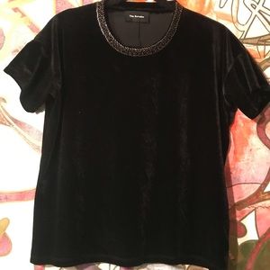 The Kooples Black Velvet Top with Chain Detail